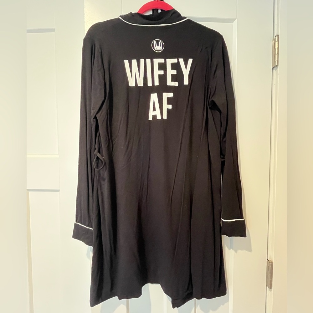 Bronzed Bunny Wifey AF Black Robe - Size S/M